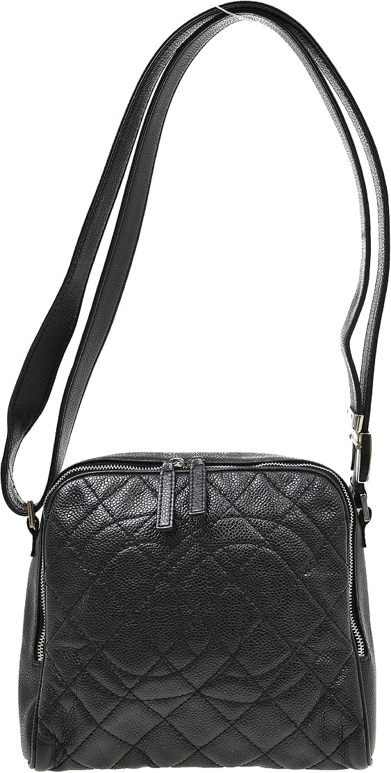 Chanel Vintage Diamond CC Quilted Caviar Large Zwart