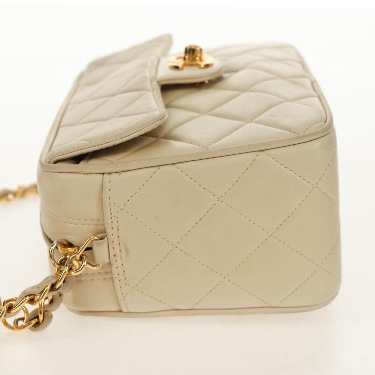 Chanel Chanel Chain Flap Shoulder Bag Quilted Lambskin Beige