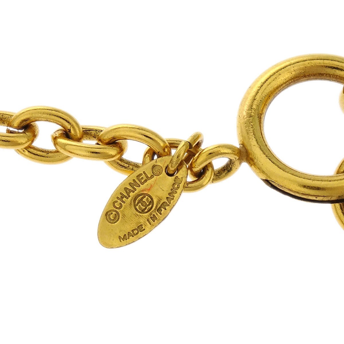 Chanel Chanel Vintage CC Diamond Pendant Necklace Metal Goud