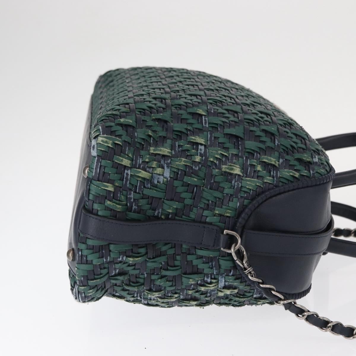 Chanel Chanel Convertible Chain Bowler Bag Woven Calfskin Small Groen