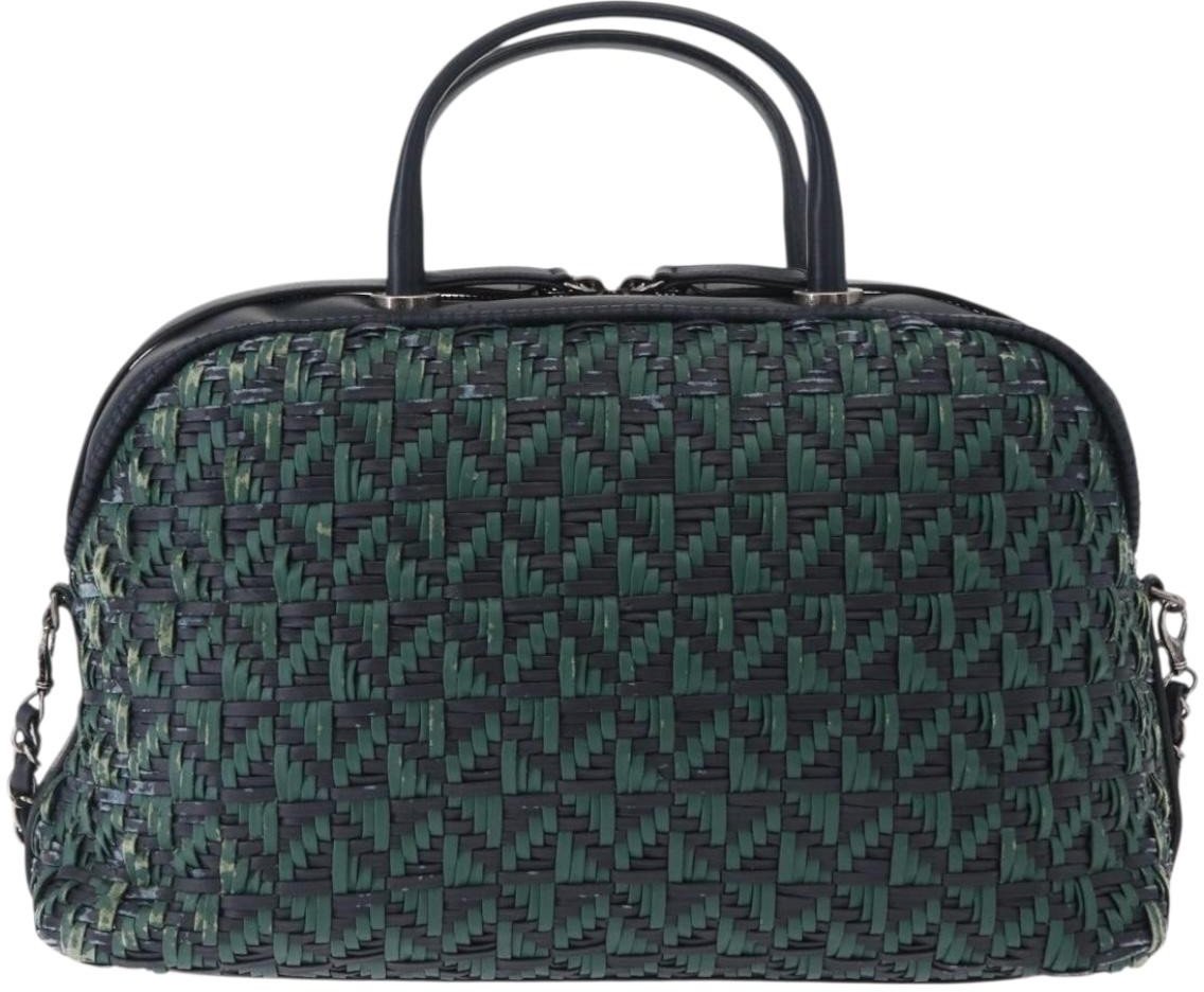Chanel Chanel Convertible Chain Bowler Bag Woven Calfskin Small Groen