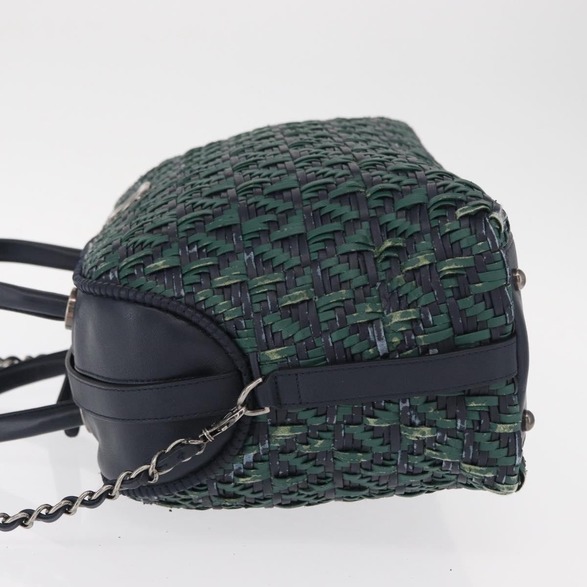 Chanel Chanel Convertible Chain Bowler Bag Woven Calfskin Small Groen