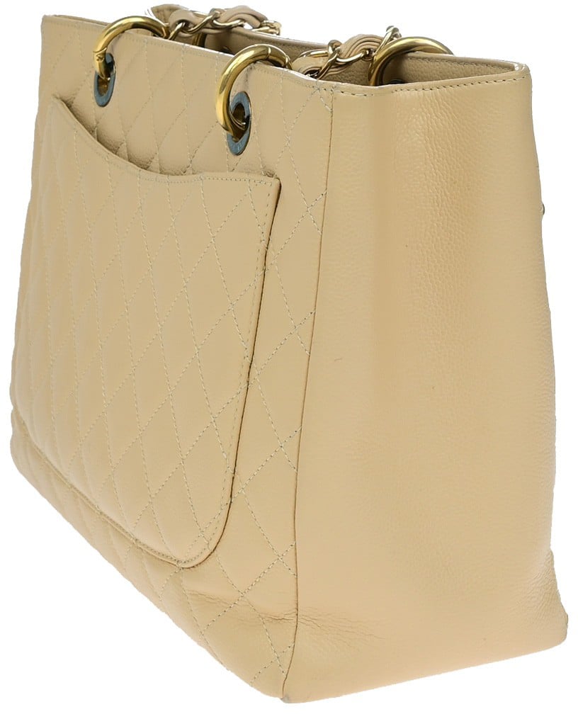 Chanel Chanel Grand Shopping Tote Quilted Caviar XL Beige