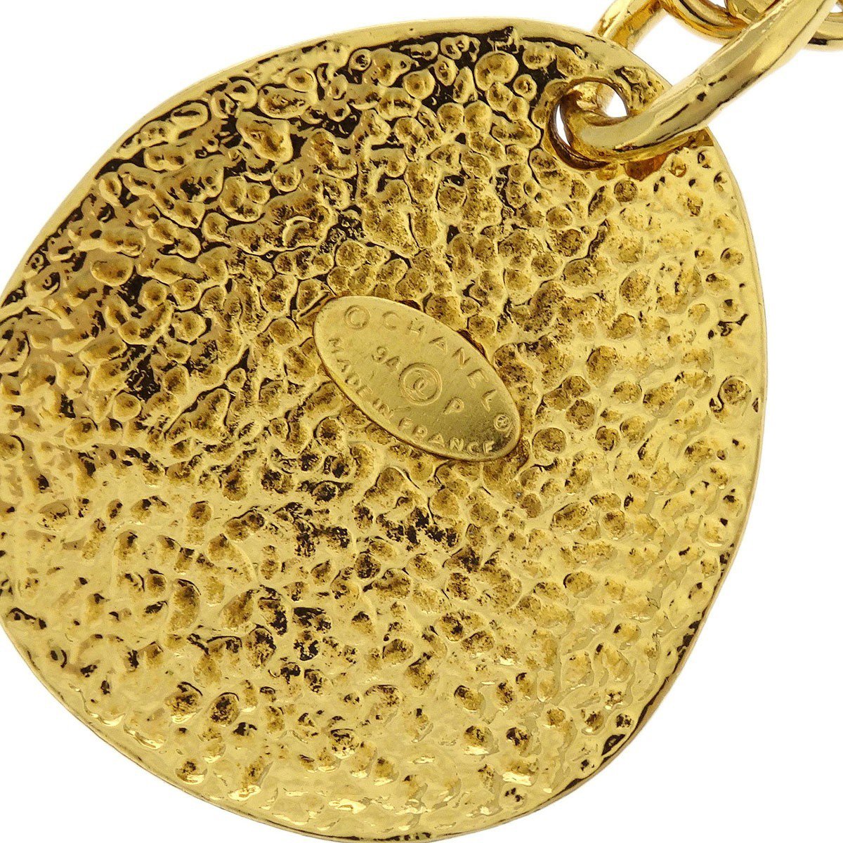 Chanel Chanel Vintage CC Quilted Teardrop Pendant Necklace Metal Goud