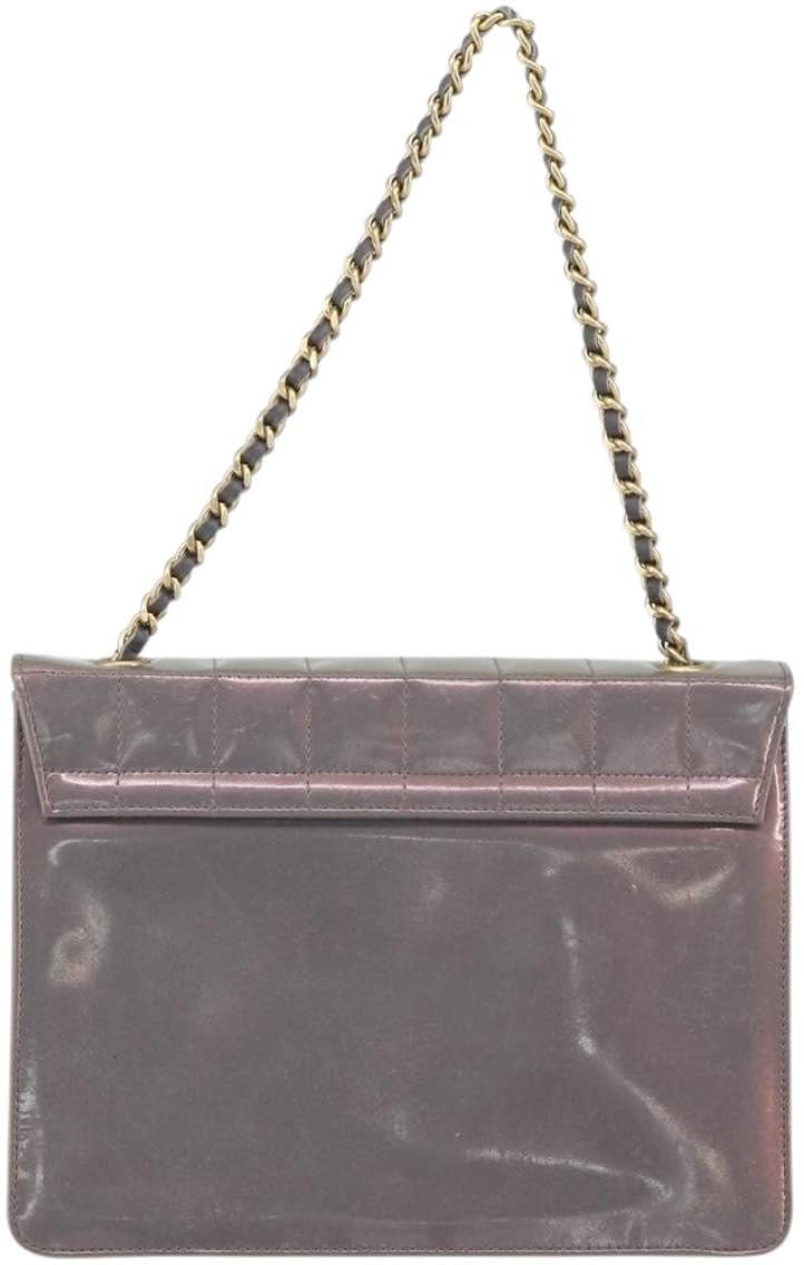 Chanel Chanel Chocolate Bar Chain Flap Bag Quilted Patent Medium Paars