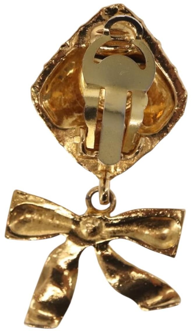 Chanel Chanel Ribbon Earring Metal Goud
