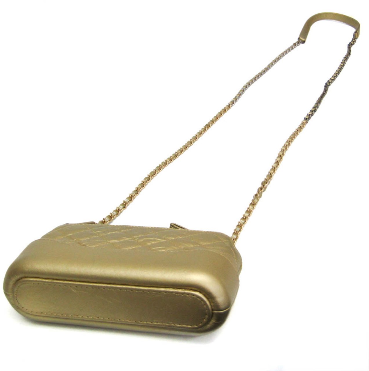 Chanel Chanel Gabrielle Double Zip Clutch with Chain Quilted Aged Calfskin Goud