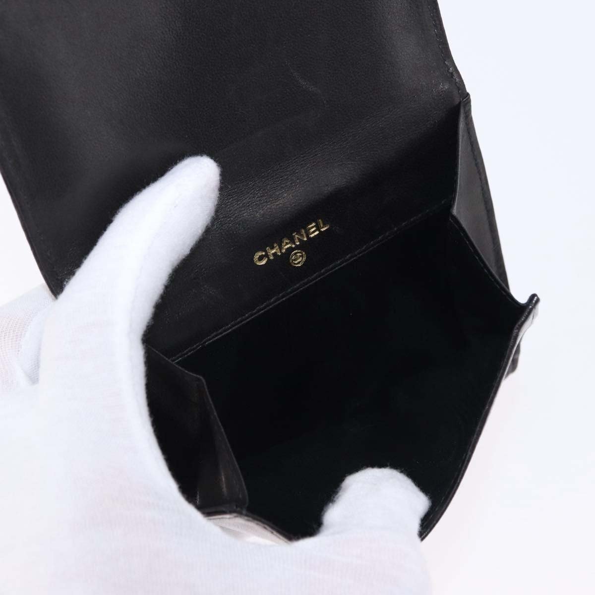 Chanel Vintage Timeless Bifold Lambskin Compact Zwart