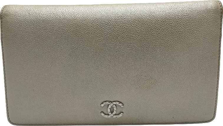 Chanel CC bifold wallet leather medium Beige