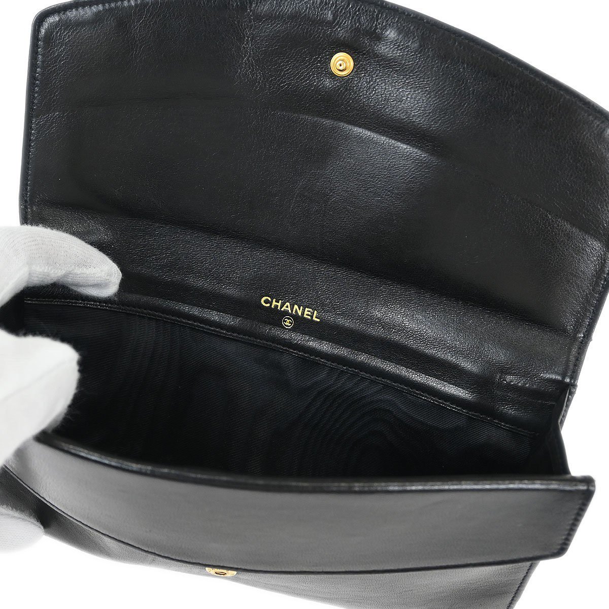 Chanel Chanel Vintage CC Flap Wallet Leather Zwart