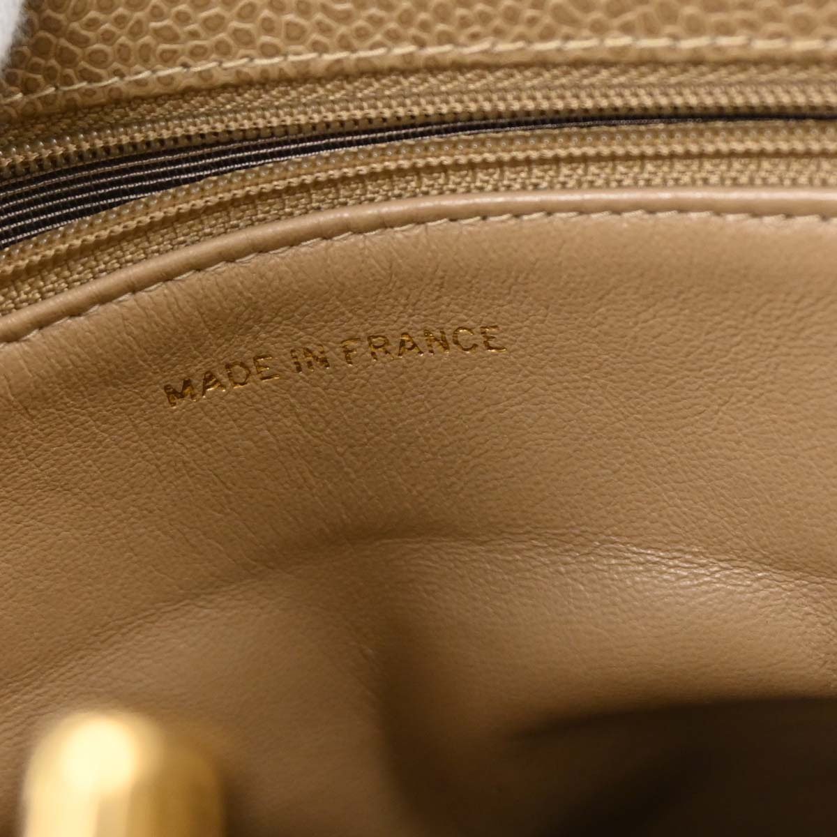 Chanel Chanel Vintage CC Lock Pocket Tote Quilted Caviar Small Beige