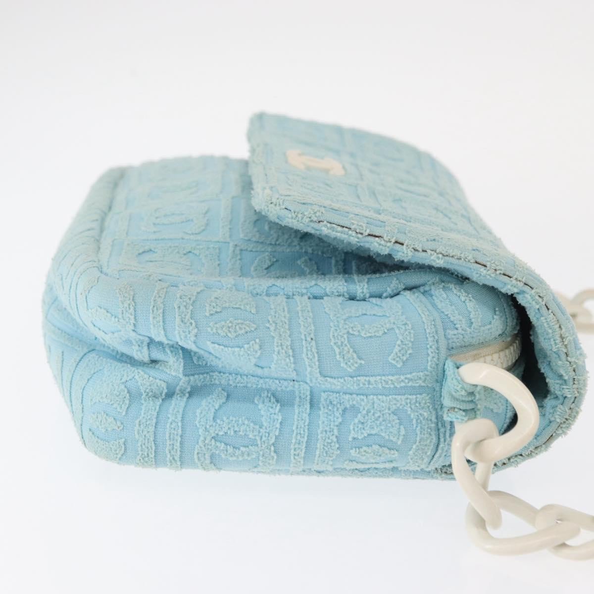 Chanel Sport Line Resin Camera Flap Bag Terry Cloth Medium Blauw