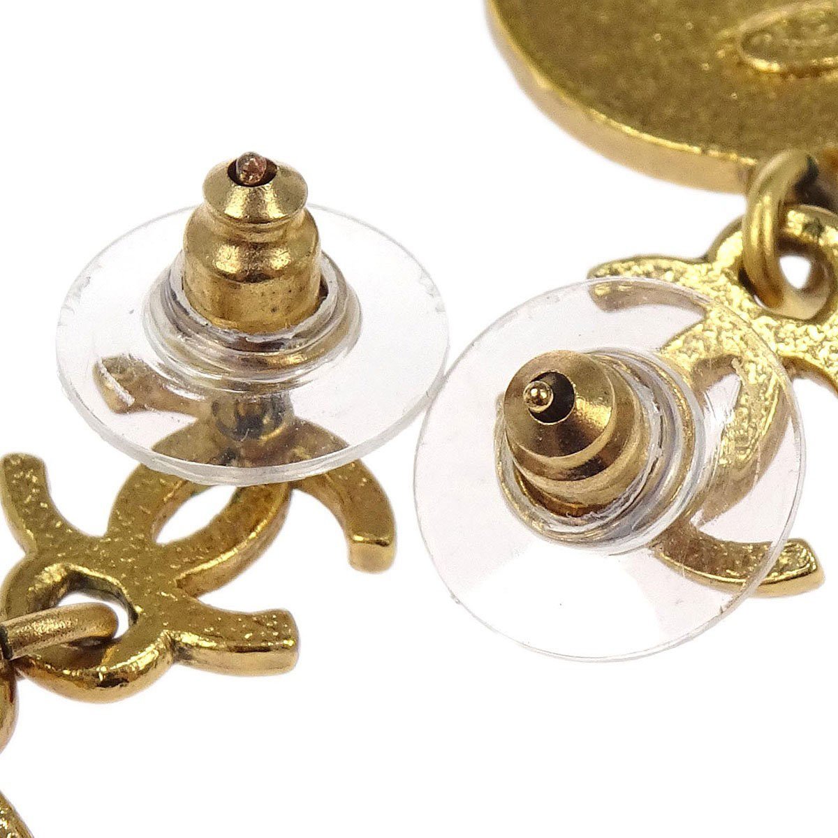 Chanel Chanel CC Star Round Drop Earrings Metal with Resin Goud