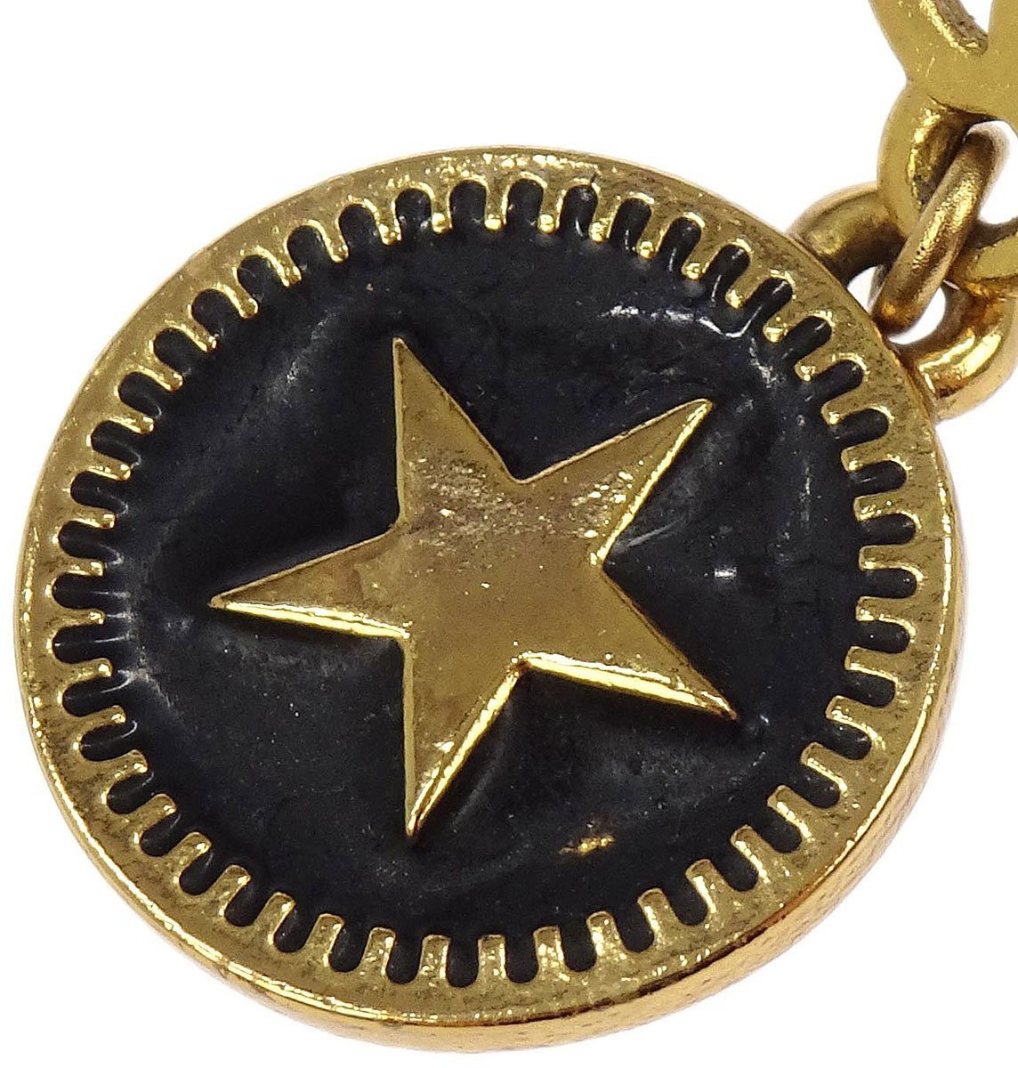 Chanel Chanel CC Star Round Drop Earrings Metal with Resin Goud