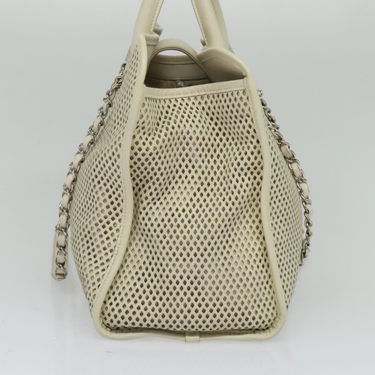 Chanel Chanel Deauville Tote Perforated leather Wit