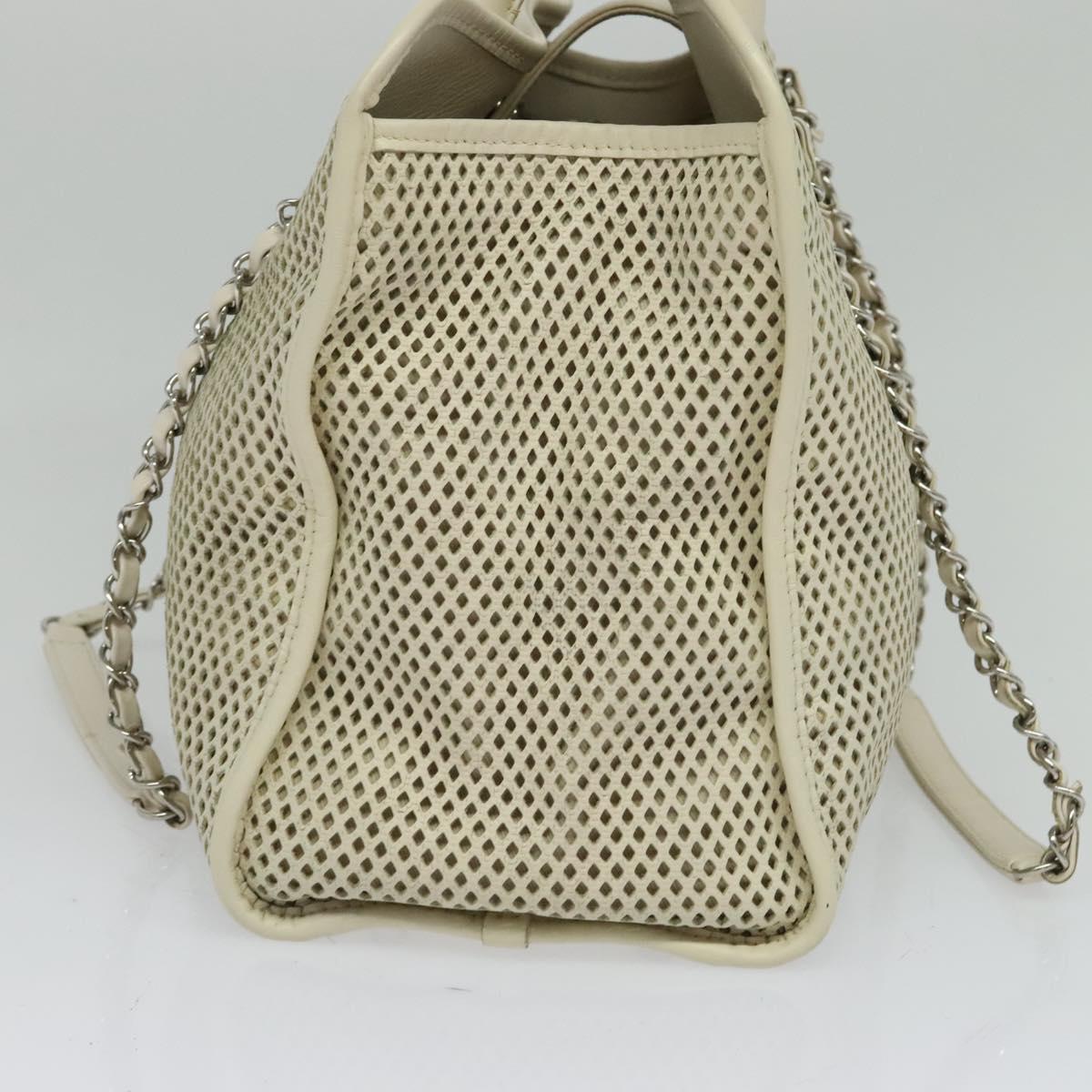 Chanel Chanel Deauville Tote Perforated leather Wit