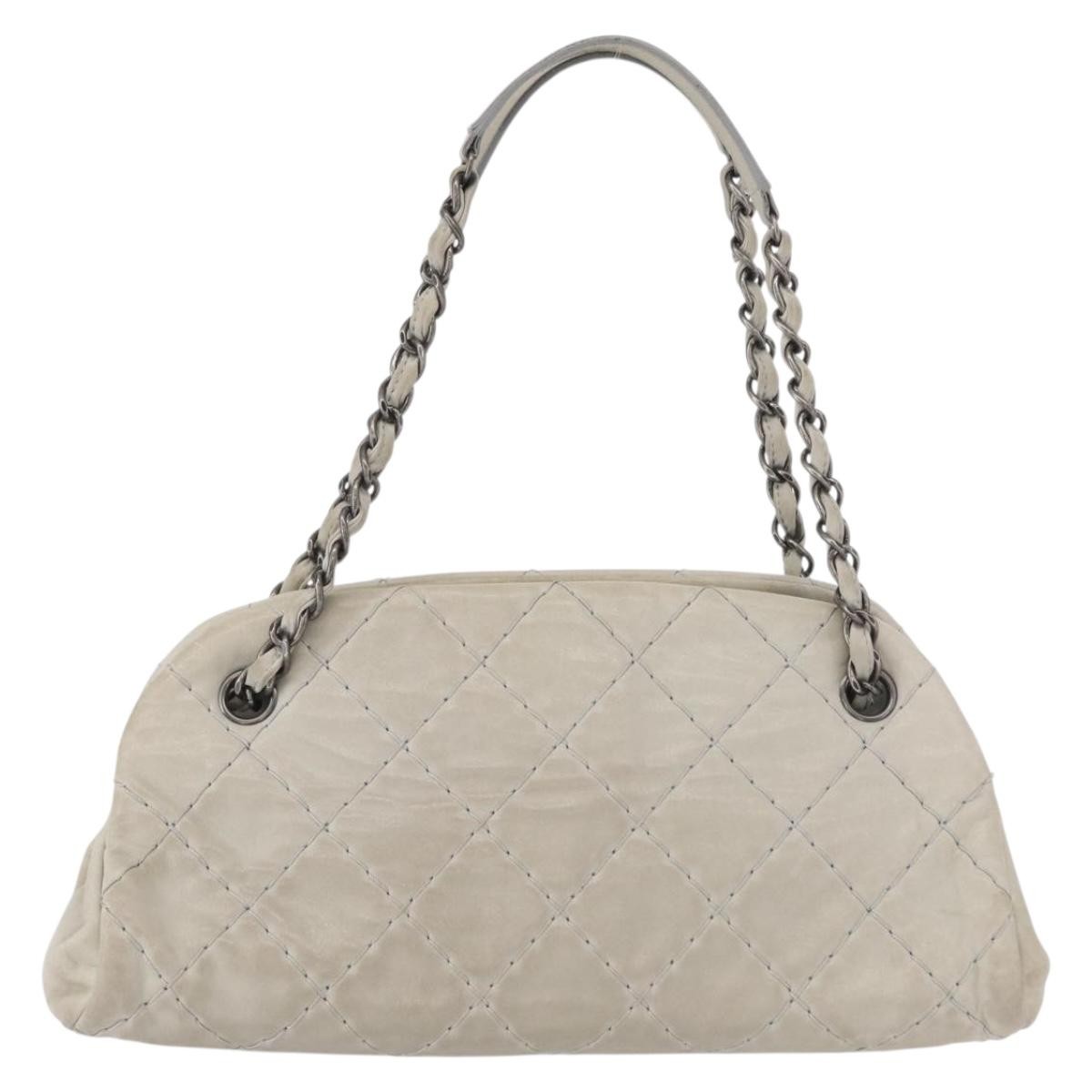 Chanel Chanel Just Mademoiselle Bag Quilted Iridescent Leather Medium Grijs