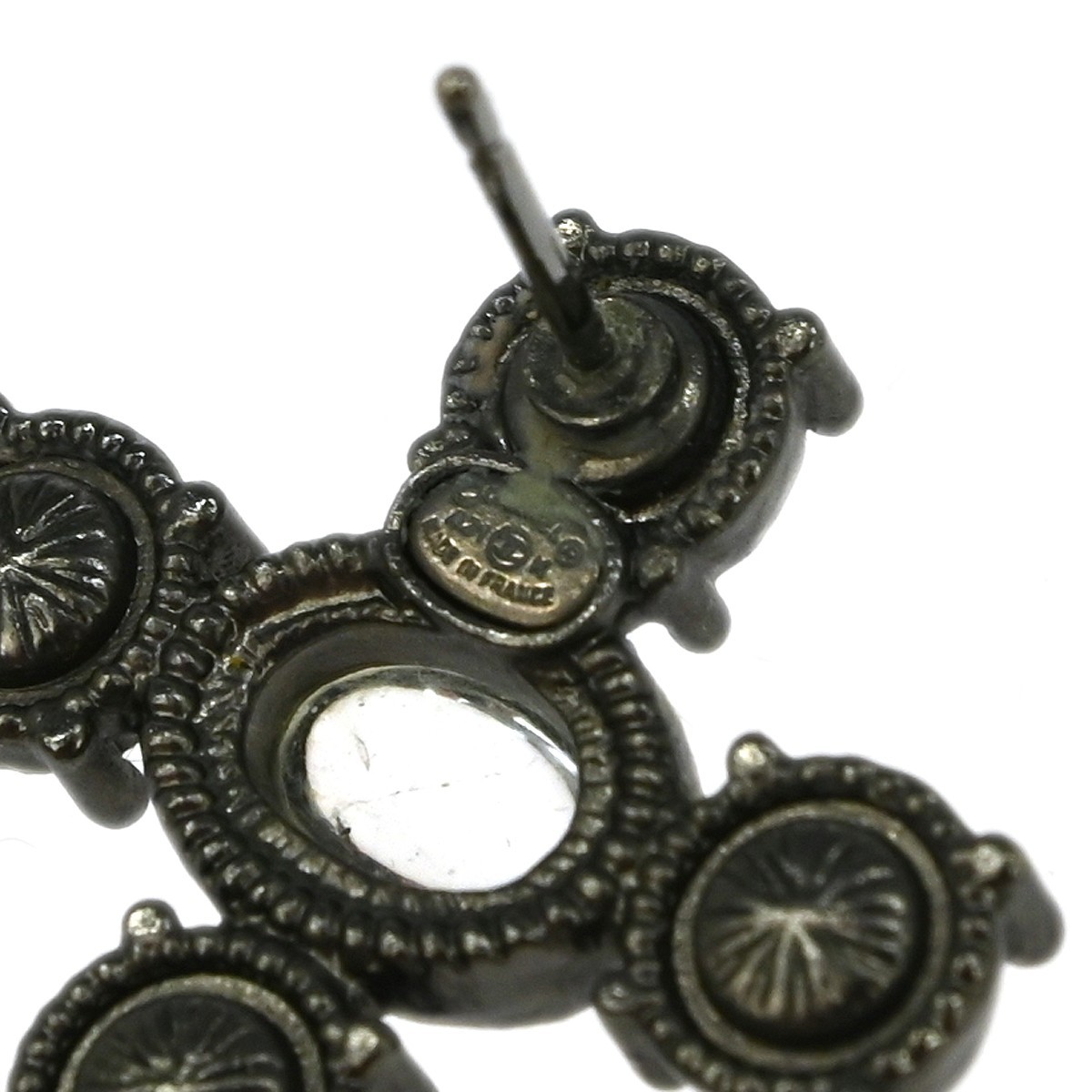 Chanel Chanel CC Dangle Earrings Metal with Crystals Zilver