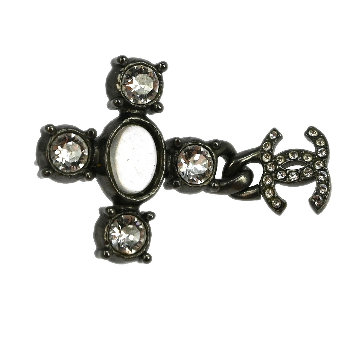 Chanel Chanel CC Dangle Earrings Metal with Crystals Zilver