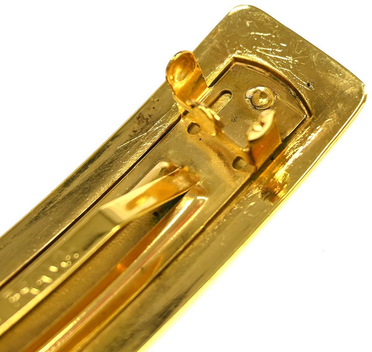 Chanel Logo Hair Barrette Metal Wide Goud