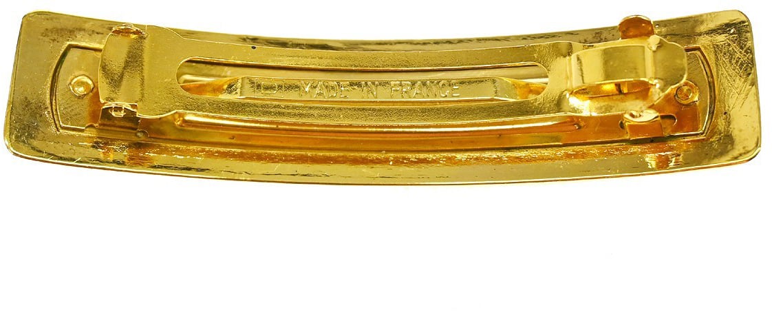 Chanel Logo Hair Barrette Metal Wide Goud