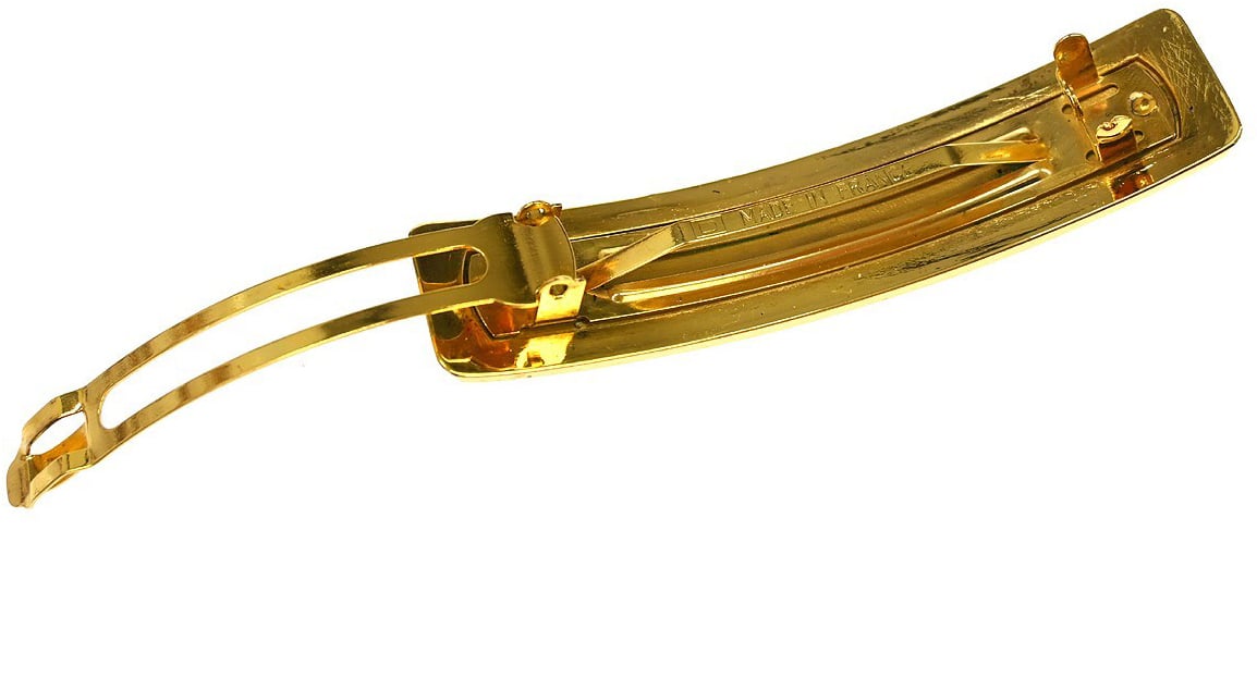 Chanel Logo Hair Barrette Metal Wide Goud