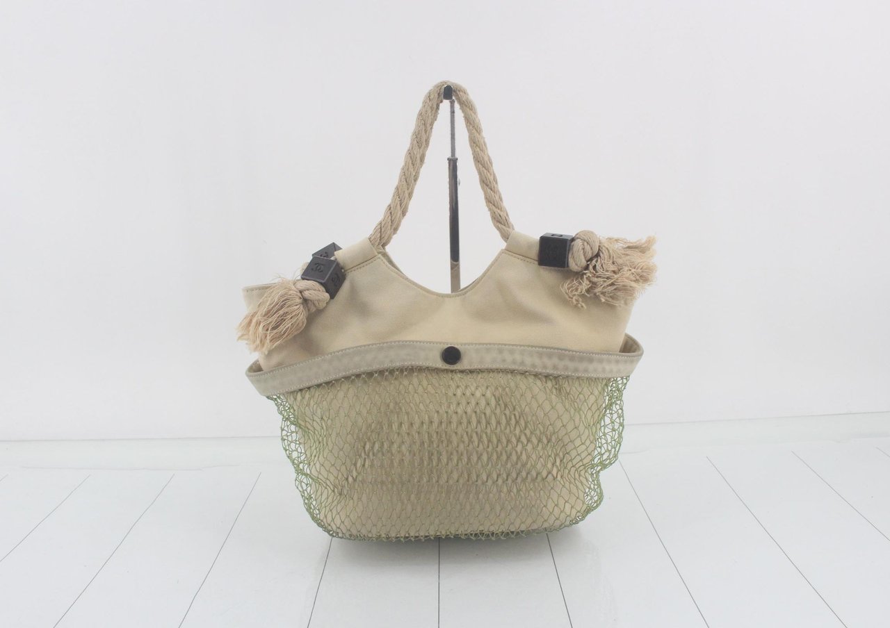 Chanel Tote Bag with coco mark Canvas canvas medium Beige