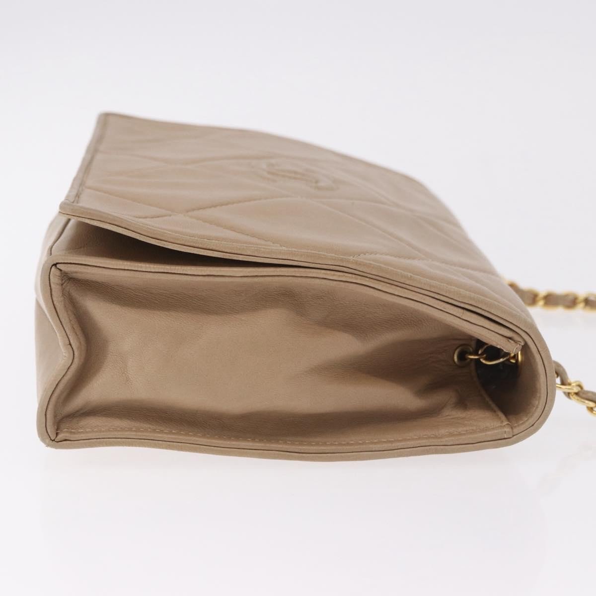 Chanel Flap Chain Shoulder Bag Leather Beige
