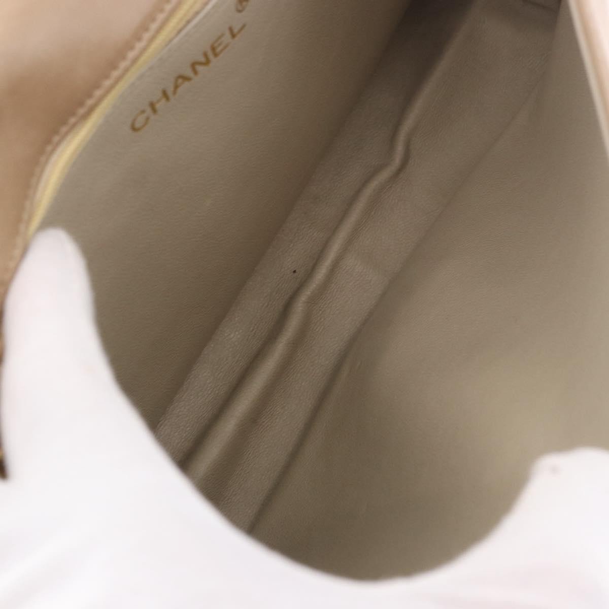 Chanel Flap Chain Shoulder Bag Leather Beige