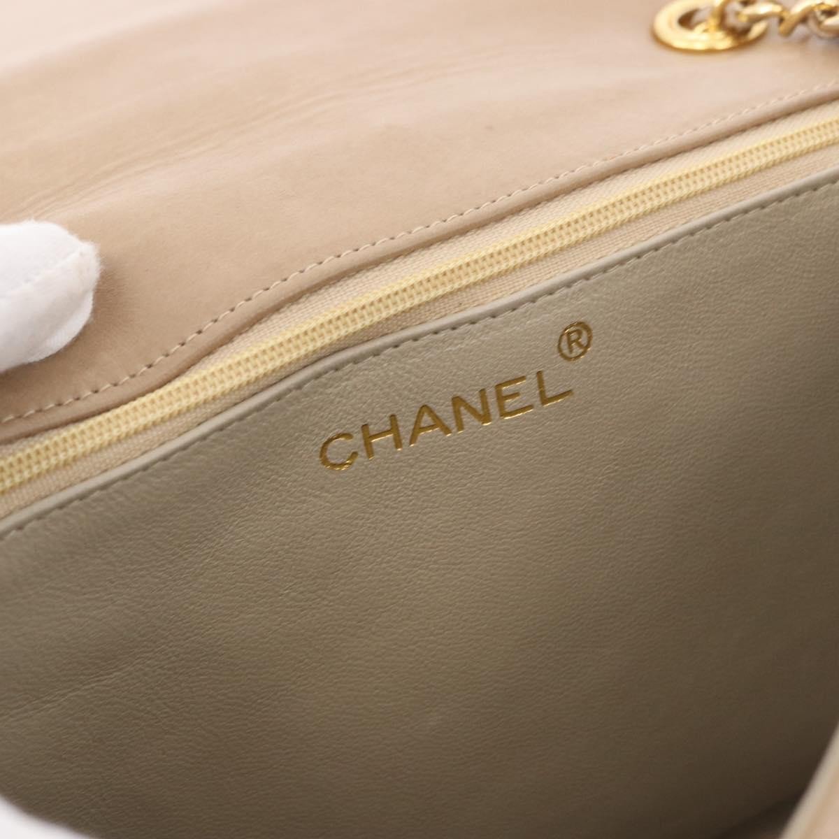 Chanel Flap Chain Shoulder Bag Leather Beige