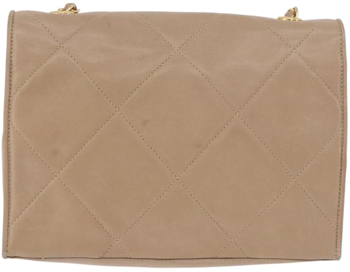 Chanel Flap Chain Shoulder Bag Leather Beige