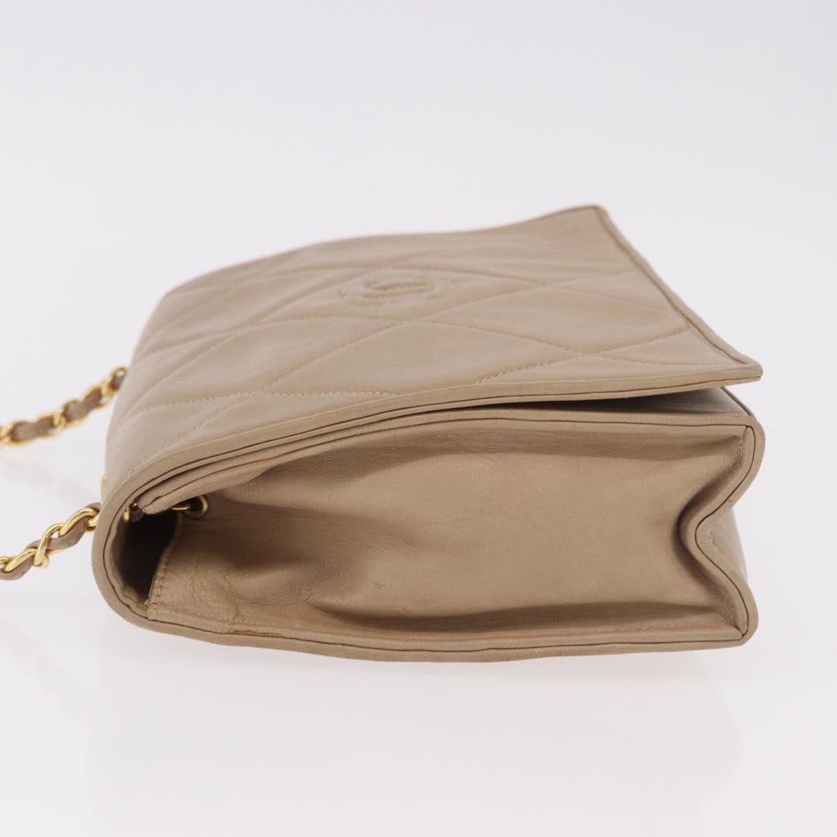 Chanel Flap Chain Shoulder Bag Leather Beige
