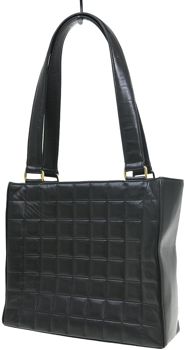 Chanel Chocolate Bar CC Tote Quilted Leather Small Zwart