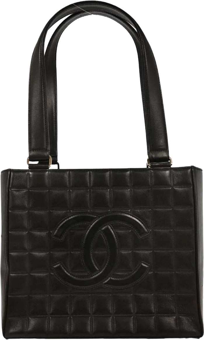 Chanel Chocolate Bar CC Tote Quilted Leather Small Zwart