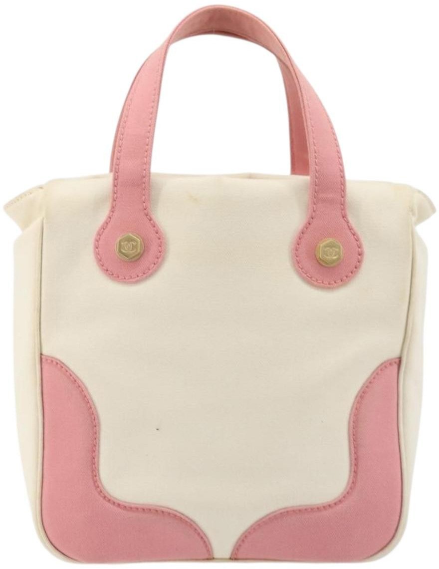 Chanel Vintage CC Tote Canvas Small Beige