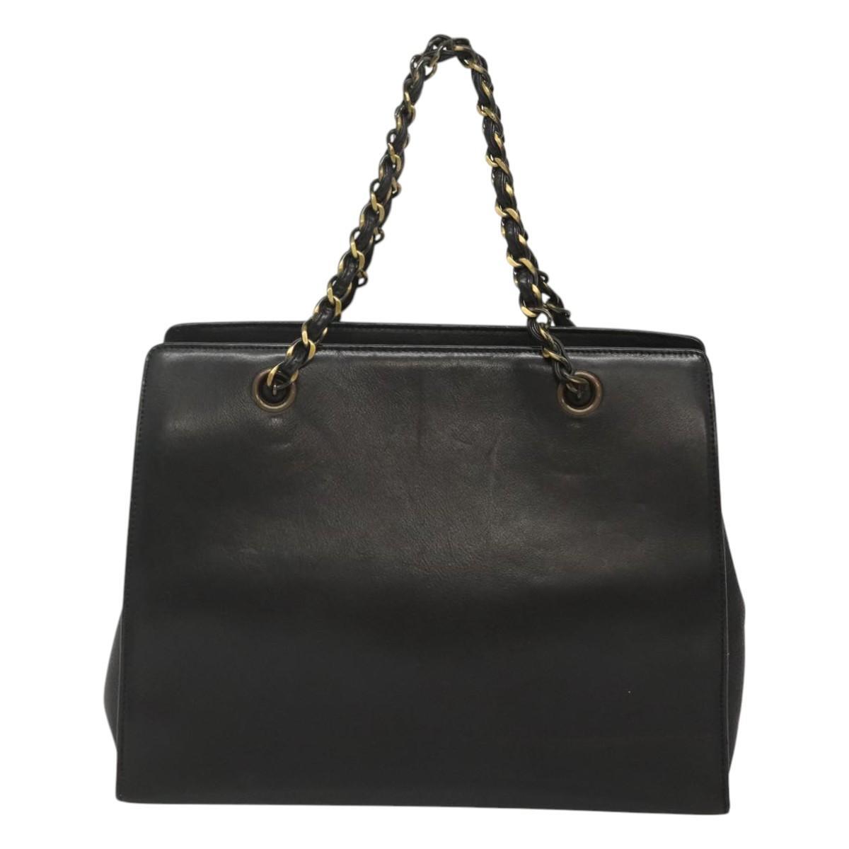 Chanel Chanel Vintage CC Front Pocket Tote Quilted Leather Medium Zwart