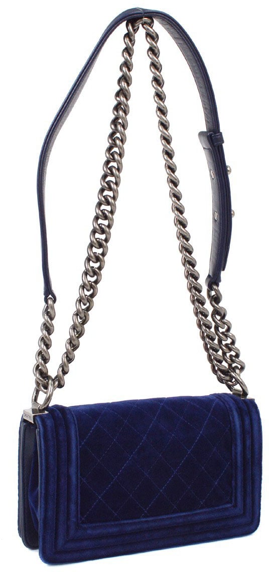 Chanel Chanel Boy Flap Bag Quilted Velvet Small Navy