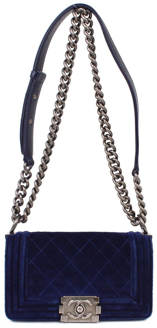 Chanel Chanel Boy Flap Bag Quilted Velvet Small Navy