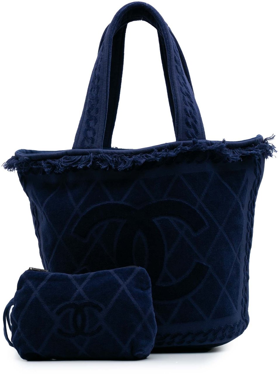 Chanel CC Terry Cotton Beach Tote Blauw