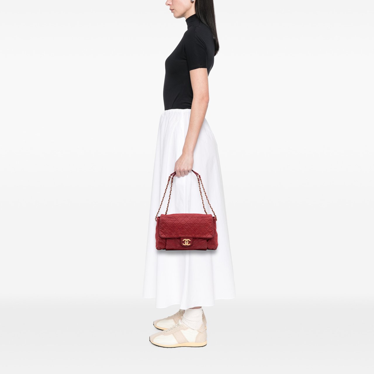 Chanel Large Aged Calfskin Chic Quilt Flap Rood