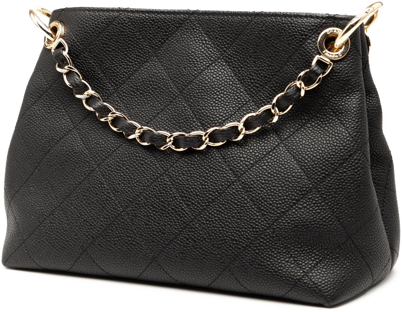 Chanel Small Quilted Caviar City Walk Hobo Zwart