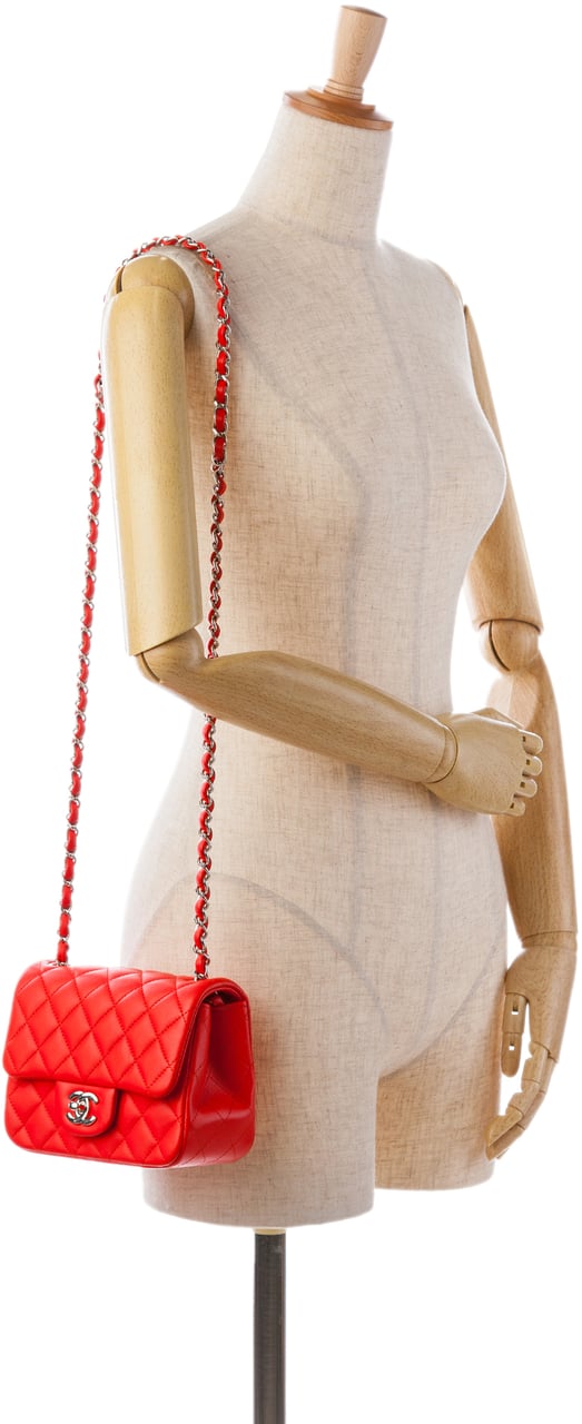 Chanel Mini Square Classic Lambskin Single Flap Rood