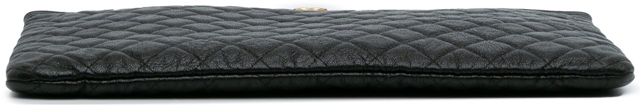 Chanel Large Lambskin Boy O Case Clutch Zwart