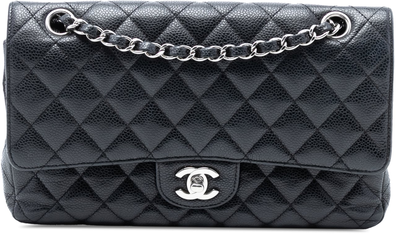 Chanel Medium Classic Caviar Double Flap Zwart
