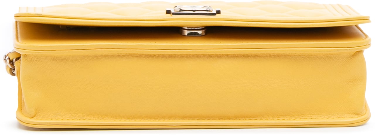 Chanel Quilted Lambskin Boy Wallet On Chain Geel