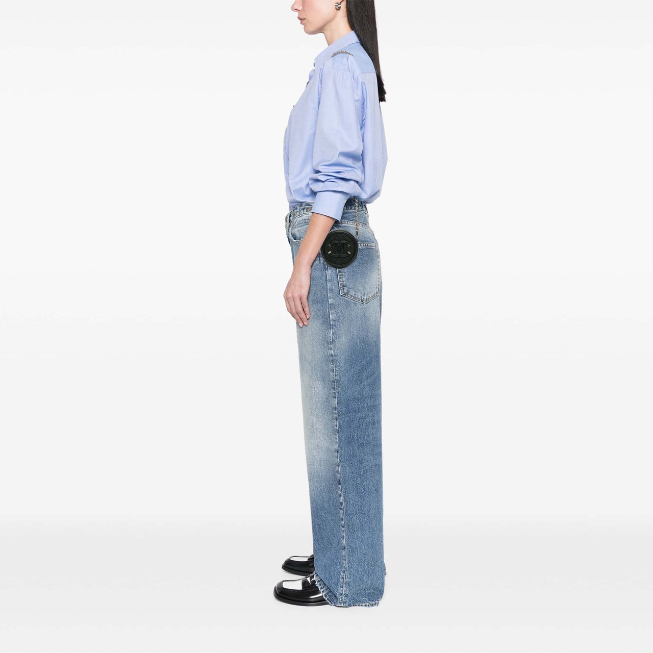 Chanel Caviar CC Filigree Round Clutch with Chain Zwart