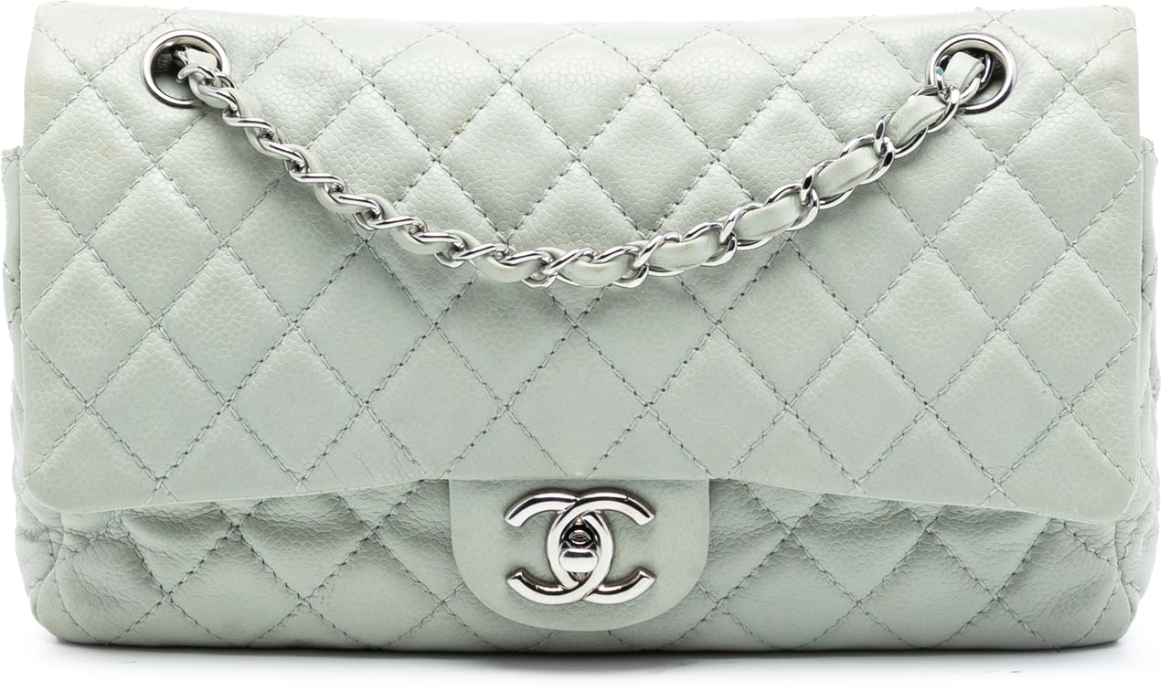Chanel Medium Classic Caviar Double Flap Grijs