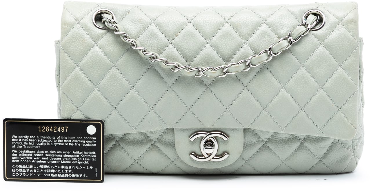 Chanel Medium Classic Caviar Double Flap Grijs