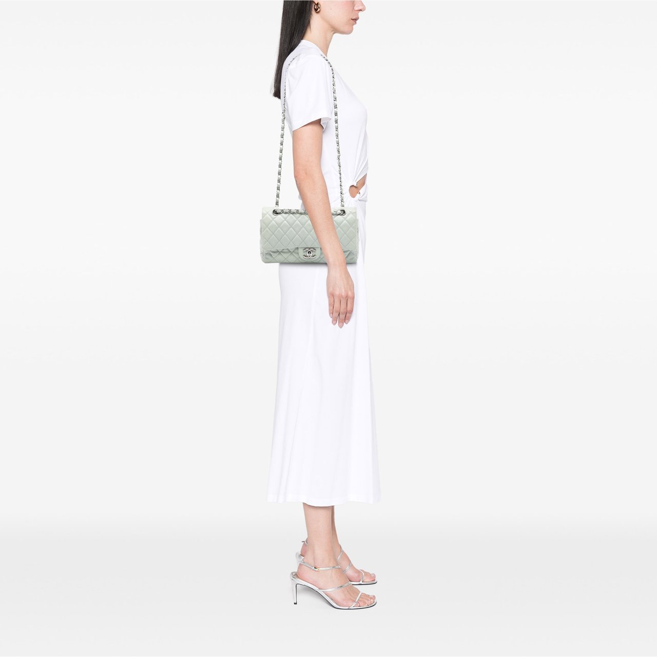 Chanel Medium Classic Caviar Double Flap Grijs