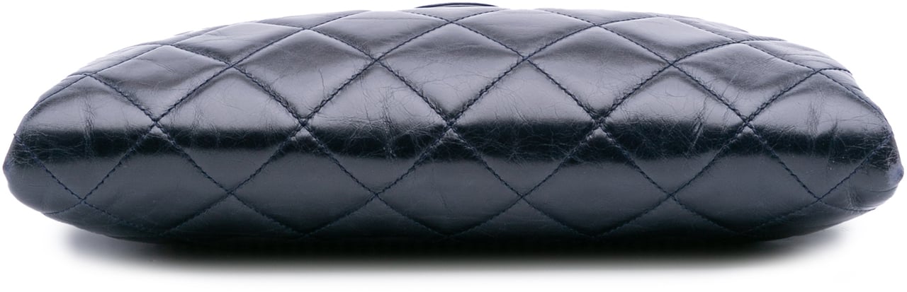 Chanel Quilted Glazed Calfskin Coco Pleats Chain Clutch Blauw